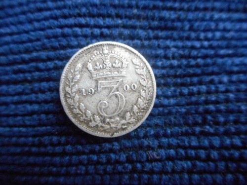 1900 silver pence coin - silver, 3