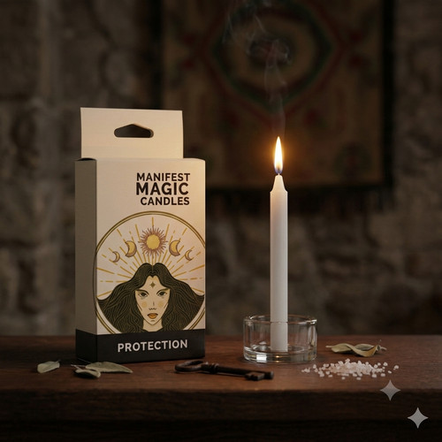 White spell candles protection - white,