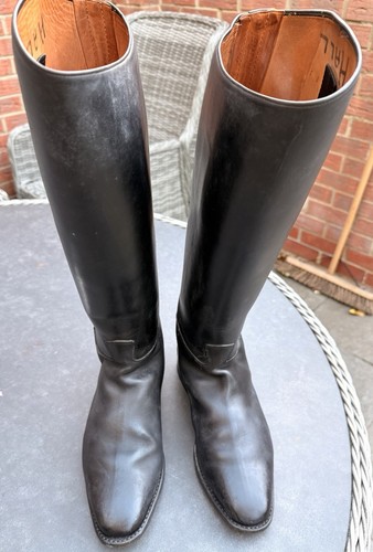 Black leather tall long - black, riding