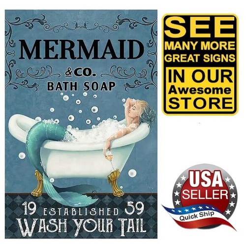 Metal tin sign mermaid - sign,