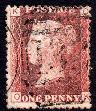 QV 1d Penny Red SG43 / SG44 Plate 133  Letters OK Good Used