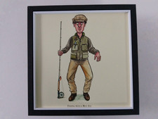 Bryn Parry Fishing Cartoon 'Fishing With A Wet Fly' FRAMED