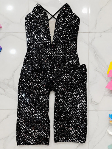 Women black sequin plunge - women’s,