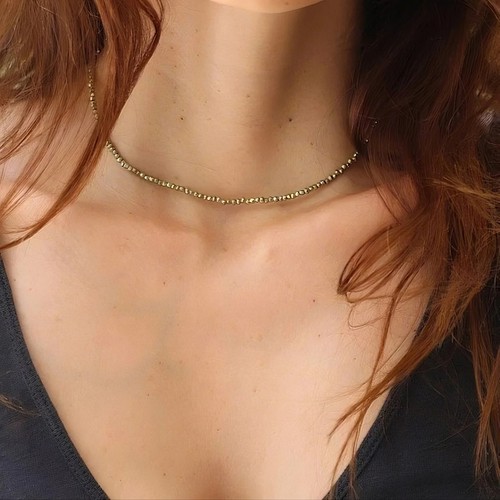Genuine pyrite 2mm beaded - 2mm,