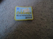 USED GIRLGUIDING WORLD THINKING DAY  BADGE 2014 "CELEBRATE" BROWNIE CENTENARY