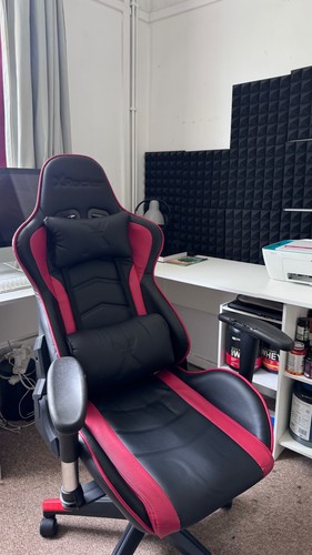 Gaming chair used black red - gaming,