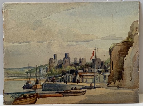 Vintage painting conwy castle - vintage,