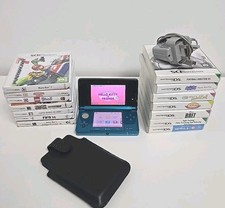 Nintendo 3DS Aqua Blue Handheld System Bundle 14 Games 