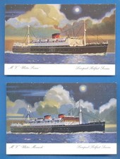 M.V.ULSTER PRINCE & ULSTER MONARCH.BELFAST STEAMSHIP CO.2 BLANK BACK POSTCARDS