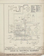 Original Lucas Wiring Diagram for the 1938 Alvis 25 HP Crested Eagle