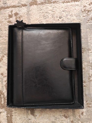 Black leather ringer binder - black,