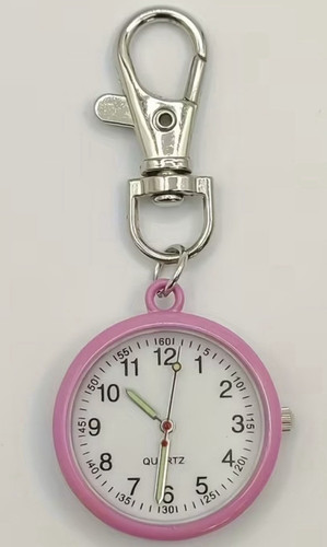 Pink quartz clock keyring - quartz,