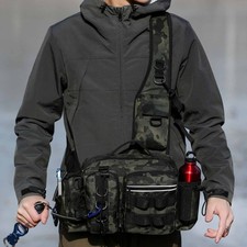 Fishing Tackle Backpack Lure Box Gear Storage Bag Rod Holder Sling Shoulder Bag