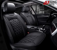 All Black Quilted Diamond PU Leather Front Seat Cover For Audi A3 A4 Q2 Q3 Q4 Q5