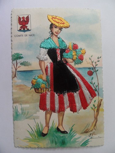 Embroidered silk postcard - silk,