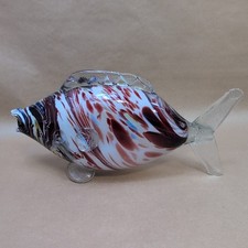 Vintage Romanian Glass Multi Coloured Hand Blown Fish Sculpture Figurine 13 " F