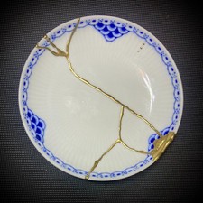 KINTSUGI ROYAL COPENHAGEN BLUE PRINCESS PORCELAIN SAUCER PLATE 6" HAND MADE NEW
