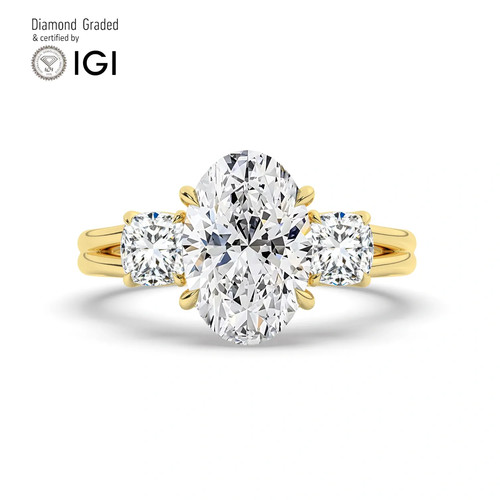 Oval diamond trilogy ring 18k - trilogy,