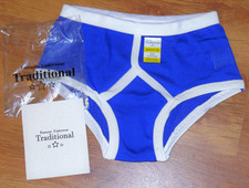 Men’s AIRTEX Y Front Briefs Blue LARGE Opening Fly Top Quality Cotton Retro Mesh