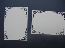 10 X  WHITE CARD RECTANGLE DIE CUTS WITH FANCY CORNERS