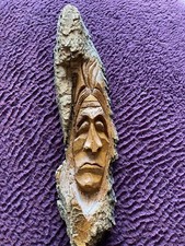 Bark Carving Of Native American By Tom Smith
