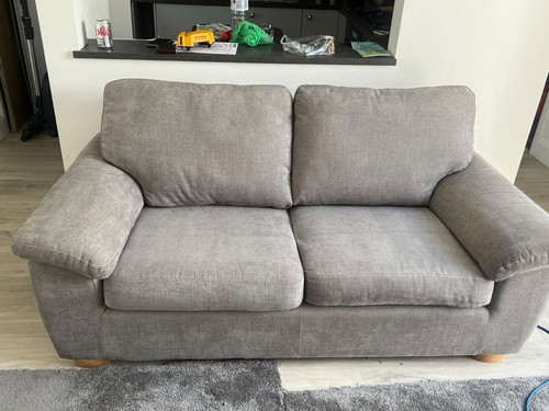 Grey fabric seater sofa - 2-seater, with