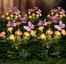 2 Pack Solar Powered Lights Outdoor Garden Lights with Waterproof Flowers