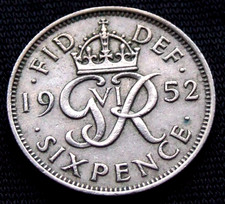 1952 Rare Date Sixpence in Good Collectable Condition - FREE POSTAGE (147AX)