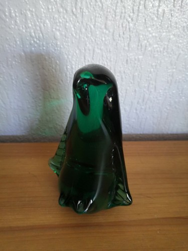 Large glass green penguin - large, /