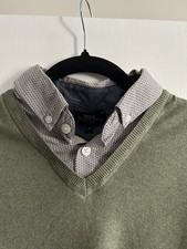 Next Men’s Green Collared Built In Shirt Jumper Size Medium New 