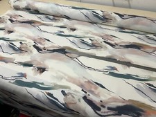 Printed curtain blind Villa Nova Fabric 140cms wide landscape design grey/blue