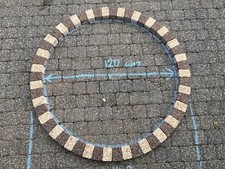 Garden circle cream/brown 140 cm tree surround grass border granite slab paving 