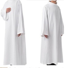 White Clerical Clergy PLEATED ALB stand-up collar priest's liturgical Robe UK#