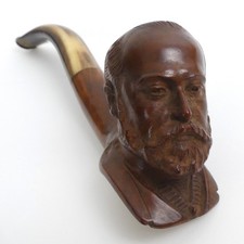 GEORGE V WELL CARVED HEAD PIPE - ANTLER/HORN MOUTHPIECE