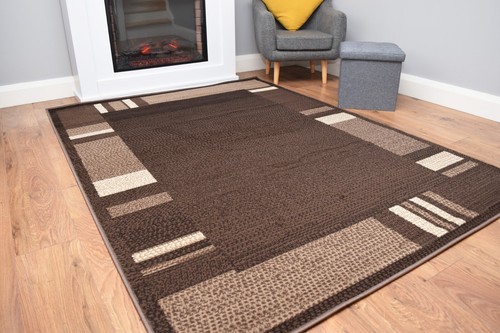 Modern brown beige rug - brown, mat