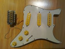 3 x Vintage Pickups On Loaded Pickgaurd / Scratchplate + Tremelo & Brass Saddles