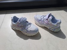 Girls Trainers Shiny Hoop And Loop Iridescent Size 2 Brand New