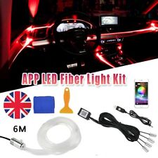 6m LED Car Interior Inside Neon Fiber Optic Strip Light APP Control USB 4in1 Kit