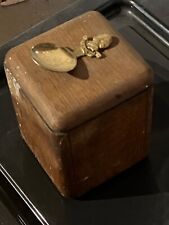 Vintage Wooden Tea Caddy (and spoon)- needs repolish