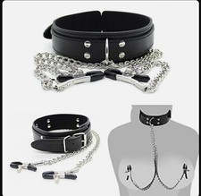 Faux Leather Collar Metal