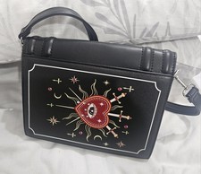 BLACK & RED SACRED HEART SMALL GOTHIC  SHOULDER HANDBAG BAG WITCHY PAGAN