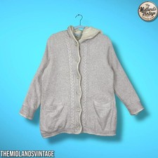 Vintage LL BEAN cardigan women’s medium beige sherpa fleece lined jacket knit