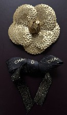 CHANEL GOLD SEQUIN CAMELLIA