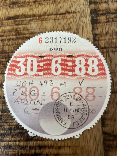 Old vintage tax disc june - vintage,
