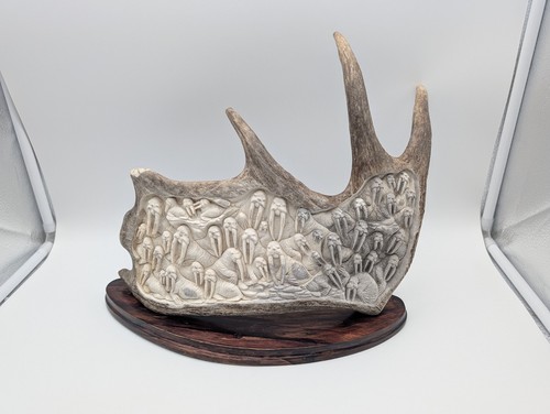 Vintage moose antler carving - vintage,