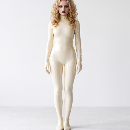 White latex bodysuit rubber - latex,