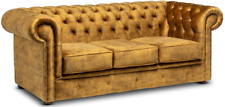 Chesterfield Three Seater Sofa Vintage Gold Velvet 