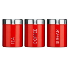Set of 3 Tea Coffee Sugar Kitchen Storage Canisters Jars Pots Containers Tins