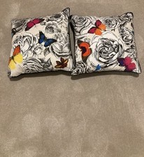 Two Handmade Cushions Osborne & Little Butterfly Garden Pattern Good Condition