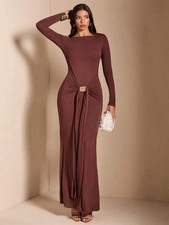 SHEIN BAE Brown Maxi Ruched